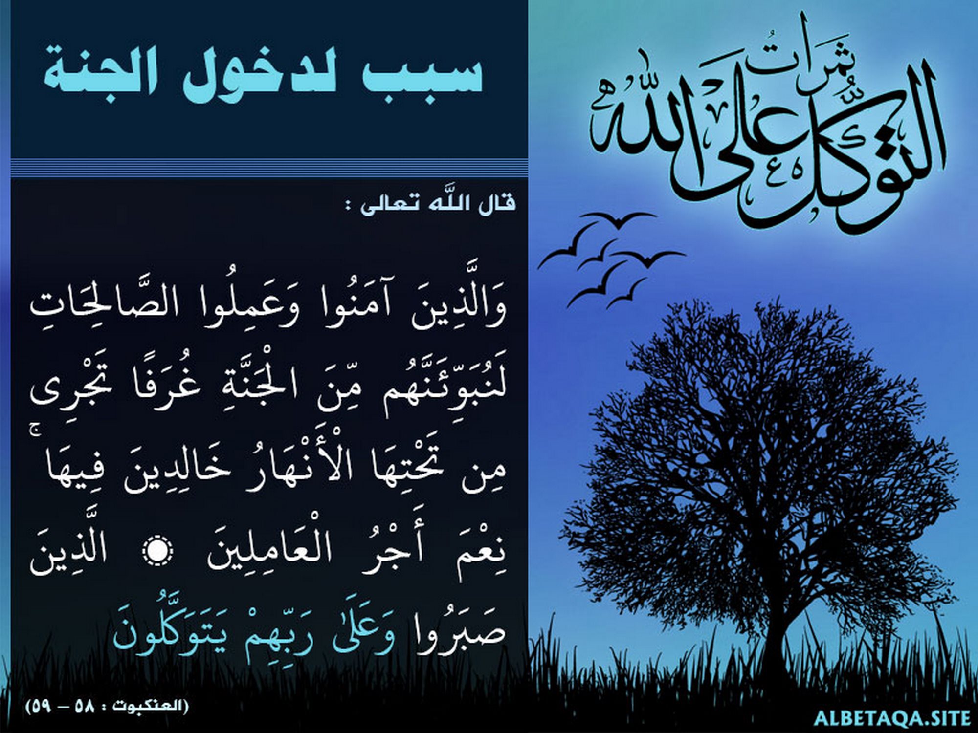 ﻿ثمرات التوكل على الله - سبب لدخول الجنة