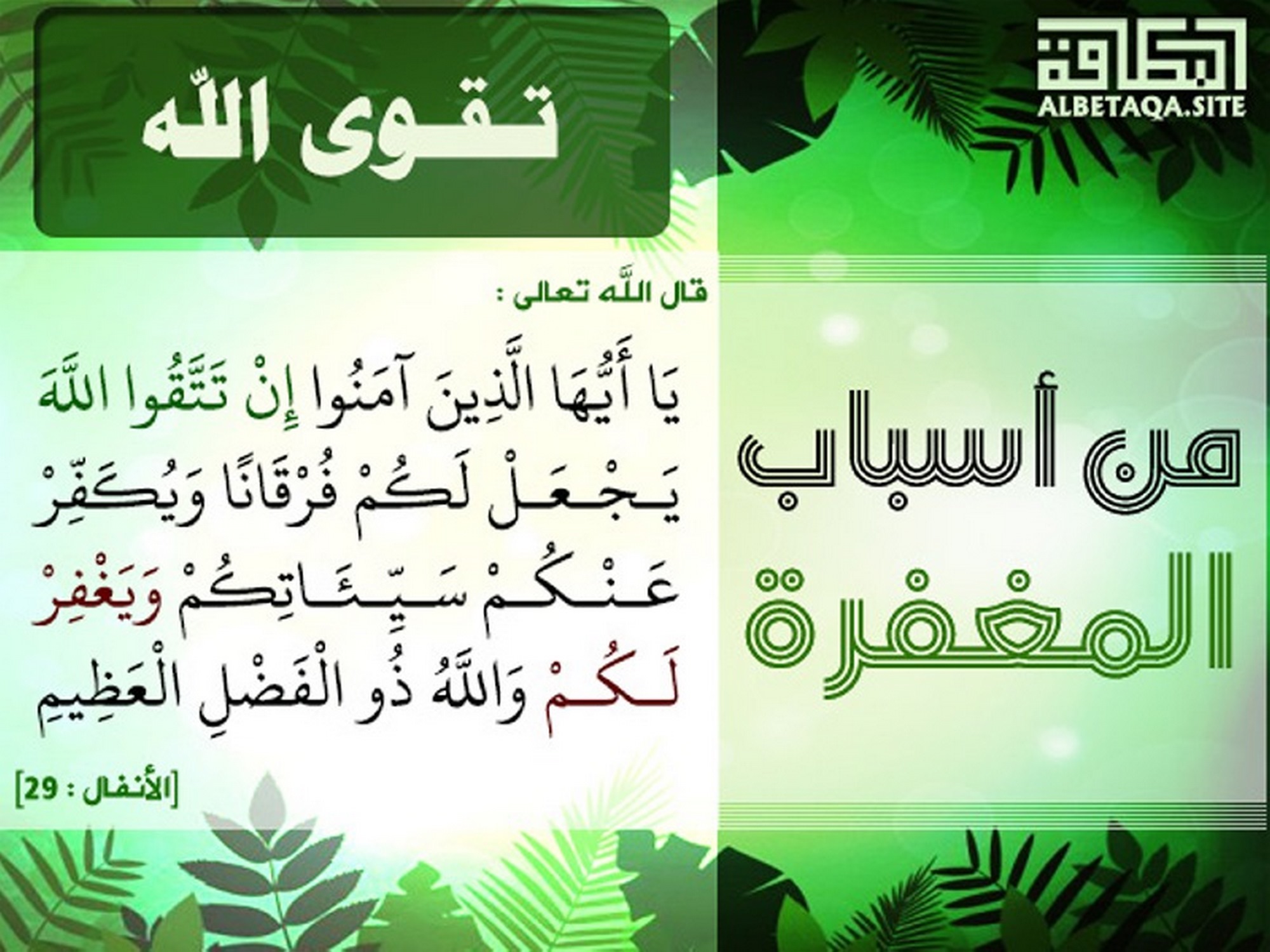 من أسباب المغفرة - تقوى الله