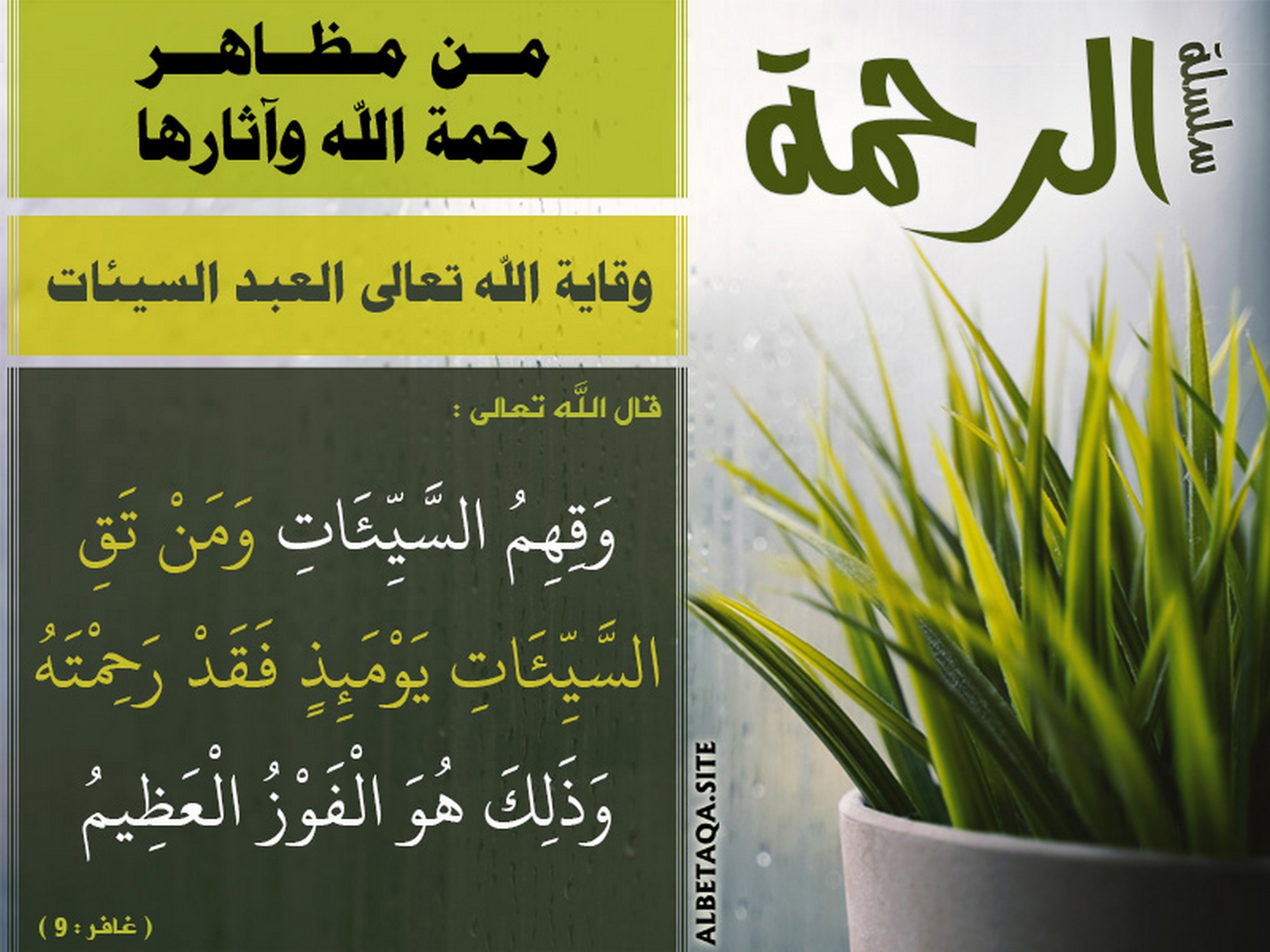 من مظاهر رحمة الله وآثارها - وقاية الله تعالى العبد السيئات